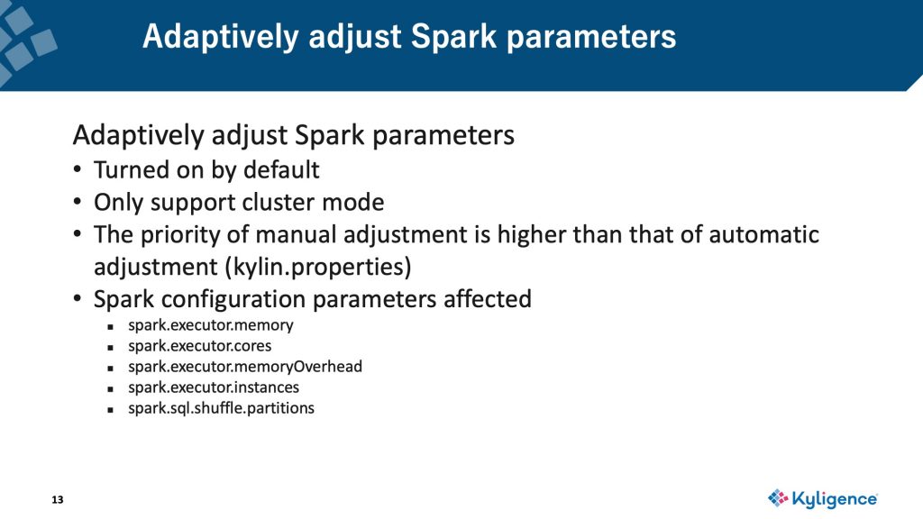 Adaptively adjust Spark parameters