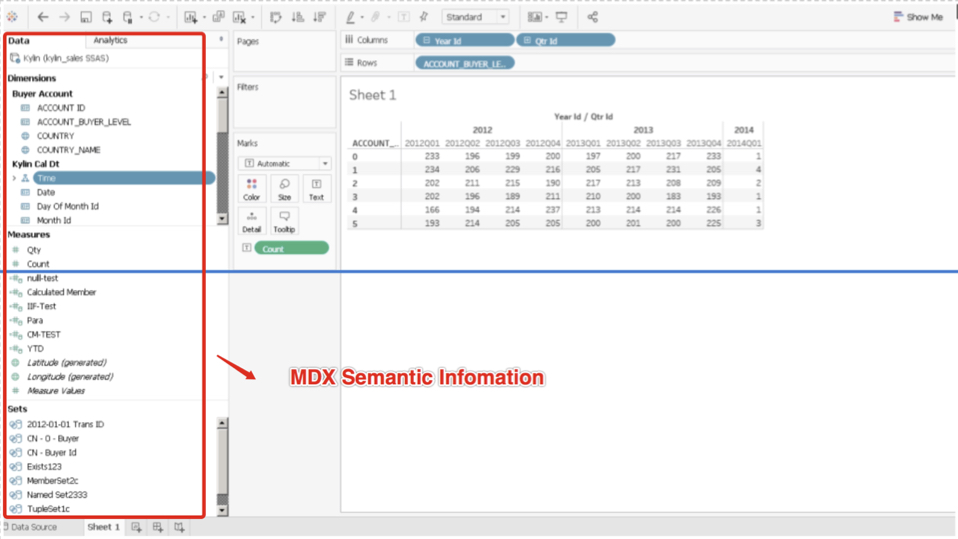 Using Multidimensional Models for Analysis in Tableau  